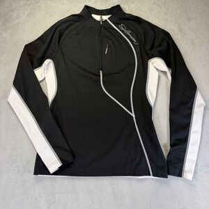 Salomon ClimaWIND Womens Medium Quarter Zip Active Top Black‎ White Long Sleeve